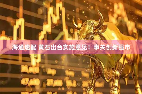 海通速配 黄石出台实施意见！事关创新强市
